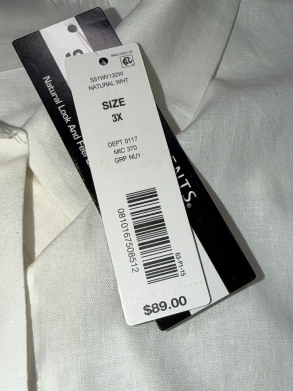 Investments Woman 3X White Stretch Linen Button Shirt NWT - Picture 5 of 7